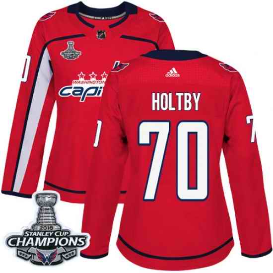 Adidas Capitals #70 Braden Holtby Red Home Authentic Stanley Cup Final Champions Womens Stitched NHL Jersey